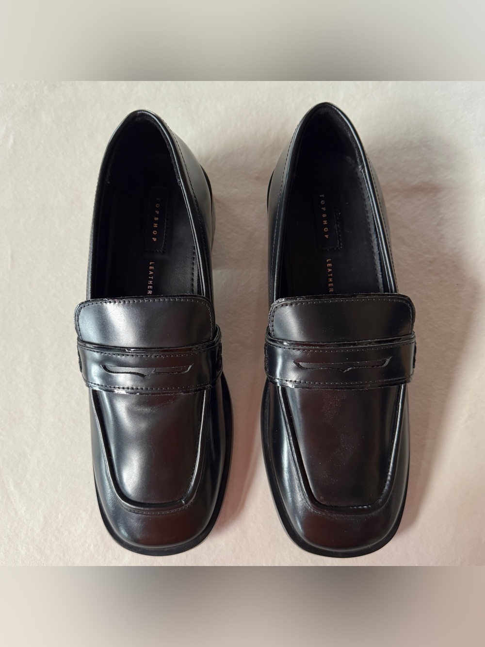 TOPSHOP Leather Layne Black Slip-on Loafer 7.5 NWOB - Picture 3 of 16